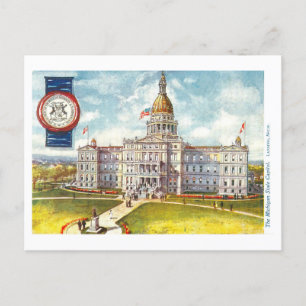Vintage Michigan State Capitol mit Siegel Postkart Postkarte