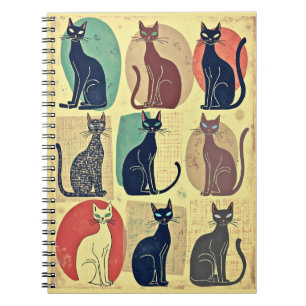 Vintage Mid-Century Modern Katzen Notizblock