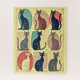 Vintage Mid-Century Modern Katzen Puzzle