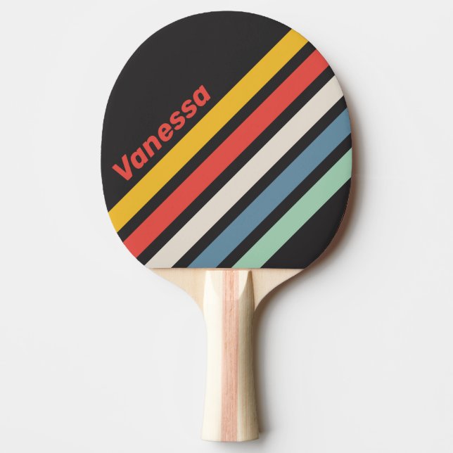 Vintage Midnight Angled Striping with Name Tischtennis Schläger (Vorderseite)