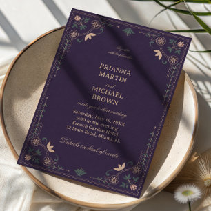Vintage Midnight Botanical Ornamental Einladung