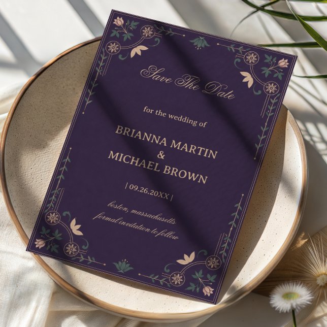 Vintage Midnight Botanical Save The Date (Von Creator hochgeladen)