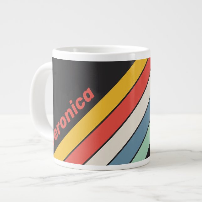 Vintage Midnight Stripes with Name Jumbo-Tasse (Vorderseite Links)