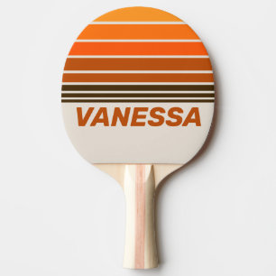 Vintage Midnight Sunrise Horizon Streifen mit Name Tischtennis Schläger
