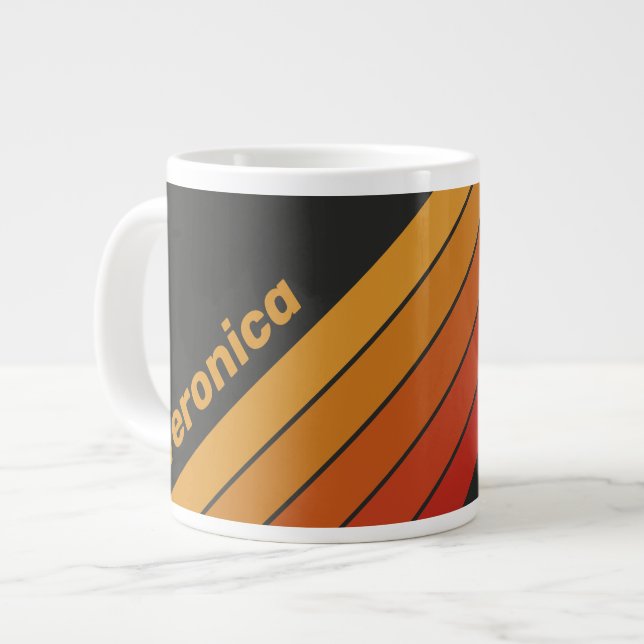 Vintage Midnight Sunset Stripes with Name Jumbo-Tasse (Vorderseite Links)
