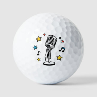 Vintage Mikrofon Musiknoten Retro Gesang Design Golfball