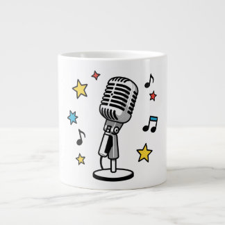 Vintage Mikrofon Musiknoten Retro Gesang Design Jumbo-Tasse