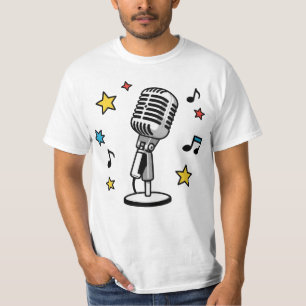 Vintage Mikrofon Musiknoten Retro Gesang Design T-Shirt