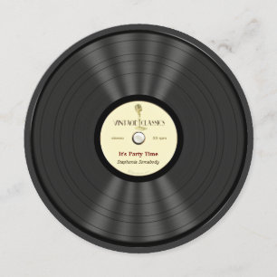 Vintage-Mikrofon-Schallplatten-Party-Einladungen Einladung