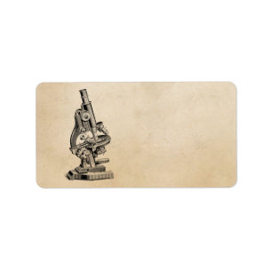 Vintage Mikroskop-Illustration Retro Steampunk Adressaufkleber