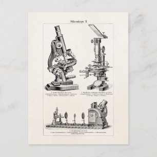 Vintage Mikroskop Illustration Retro Steampunk Postkarte
