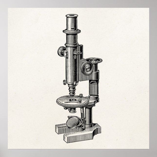 Vintage Mikroskope Altes Antiquitätenmikroskop Poster (Vorne)