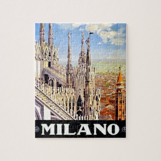 Vintage Milano-Reise - Illustration Kunst, Dichtun Puzzle (Vertikal)