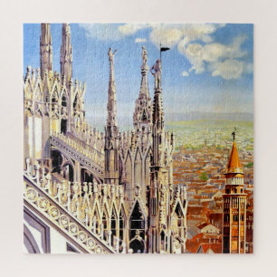 Vintage Milano-Reise - Illustration Kunst, Dichtun Puzzle
