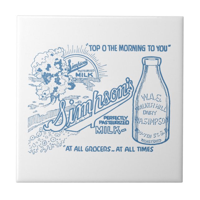 Vintage Milchwerbung Fliese (Vorderseite)