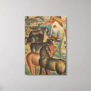 Vintage Milchzeit auf dem Betrieb Leinwanddruck