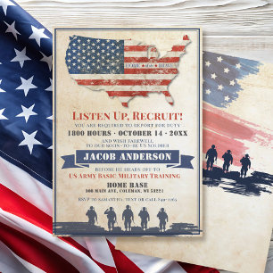 Vintage Militär USA-Flagge Soldat Abschiedsparty Einladung