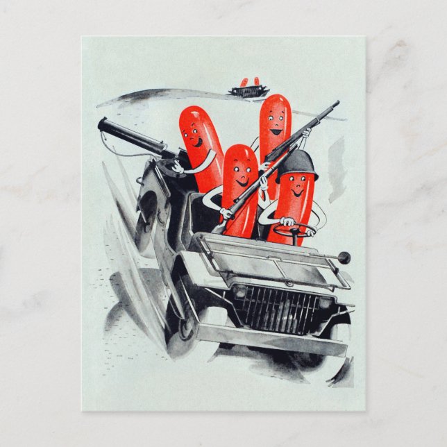 Vintage Militärhotdog-Postkarte Postkarte (Vorderseite)