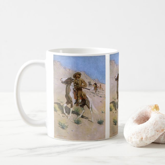 Vintage militärische Cowboys, The Scout von Reming Kaffeetasse (Mit Donut)