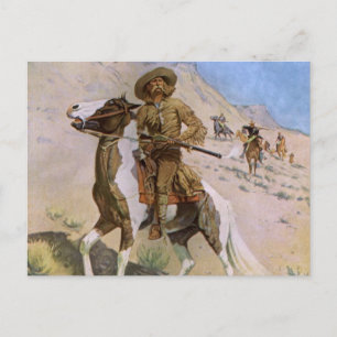 Vintage militärische Cowboys, The Scout von Reming Postkarte