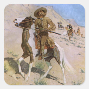 Vintage militärische Cowboys, The Scout von Reming Quadratischer Aufkleber