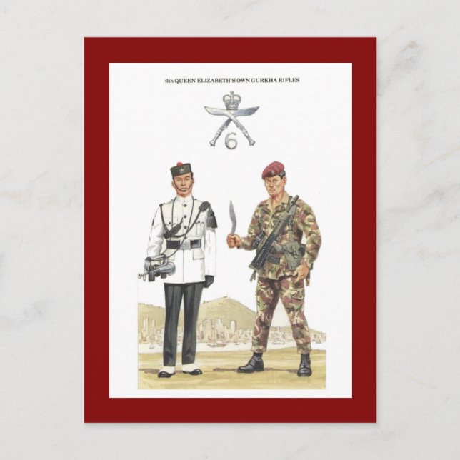 Vintage Militäruniformen, Gurkha Rifles Postkarte (Vorderseite)