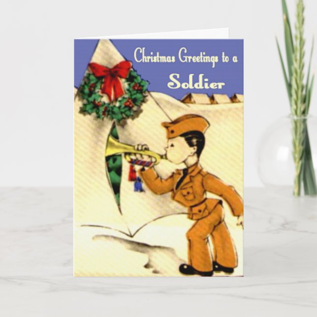 Vintage Military Christmas Card Feiertagskarte (Vorderseite)