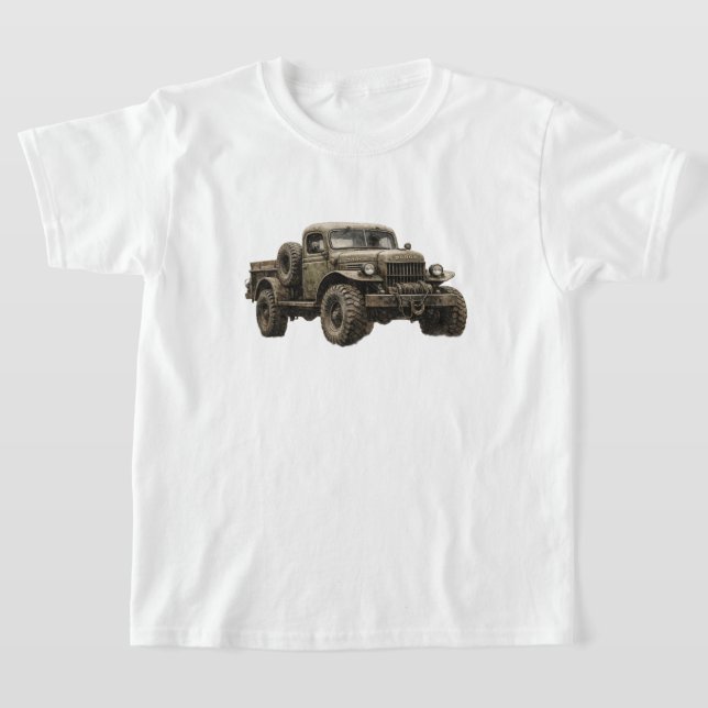 Vintage Military Off-Road Truck Illustration T-Shirt (Ablage )
