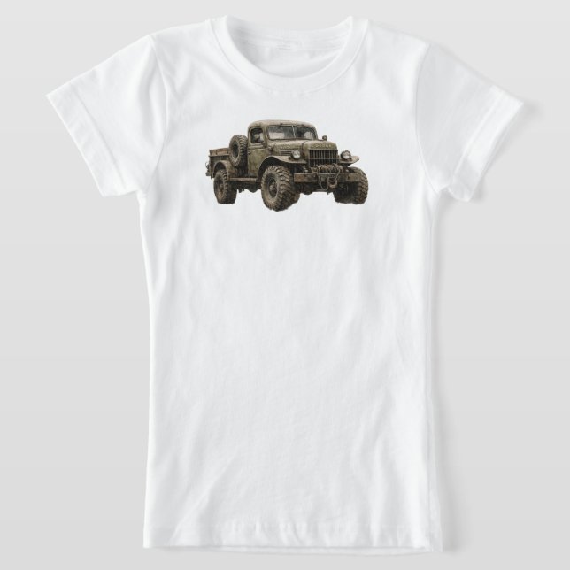 Vintage Military Off-Road Truck Illustration T-Shirt (Ablage )