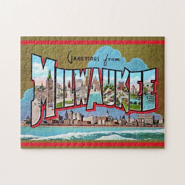 Vintage Milwaukee Postkarte Puzzle (Horizontal)