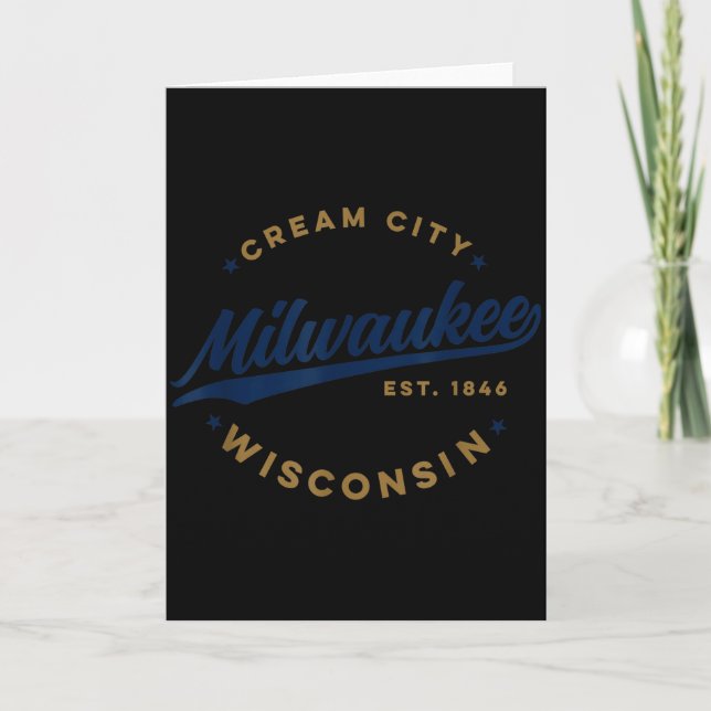 Vintage Milwaukee Wisconsin Cream City Blue Text  Karte (Vorderseite)