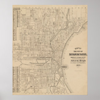 Vintage Milwaukee, Wisconsin Karte Poster