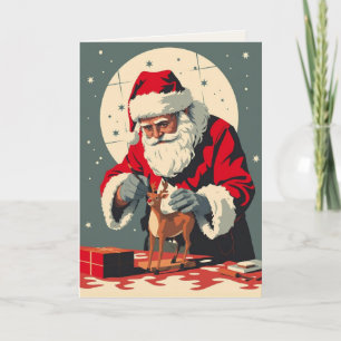 Vintage Miniaturisten-Weihnachtsmann-Weihnachtskar Feiertagskarte