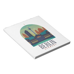 Vintage Minimal Berlin Deutschland Skyline Reise Notizblock