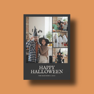 Vintage Minimal Halloween 5 Foto Schwarz Feiertagskarte