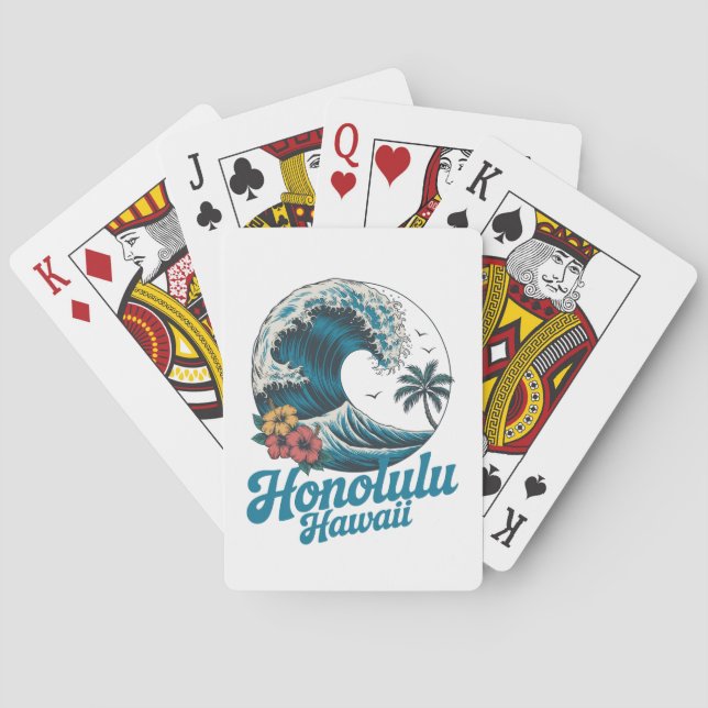 Vintage Minimal Honolulu Hawaii Aloha Reise  Spielkarten (Rückseite)