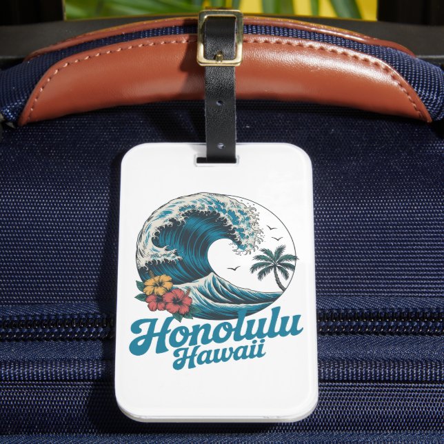 Vintage Minimal Honolulu Hawaii Aloha Travel  Gepäckanhänger (Vorderseite Insitu 2)