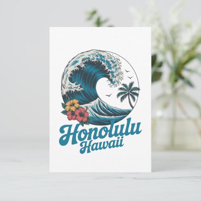 Vintage Minimal Honolulu Hawaii Aloha Travel  Karte (Stehend Vorderseite)