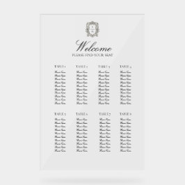 Vintage Minimalist Elegant Wedding Seating Chart Acrylschild