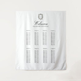 Vintage Minimalist Elegant Wedding Seating Chart Wandteppich