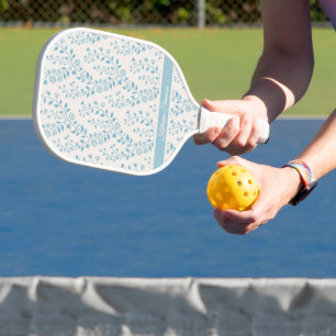 Vintage Minimalist Floral Staubblau Pickleball Schläger