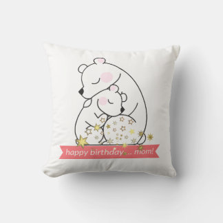 Vintage Minimalist Retro Mama Bär und Baby Umarmun Kissen
