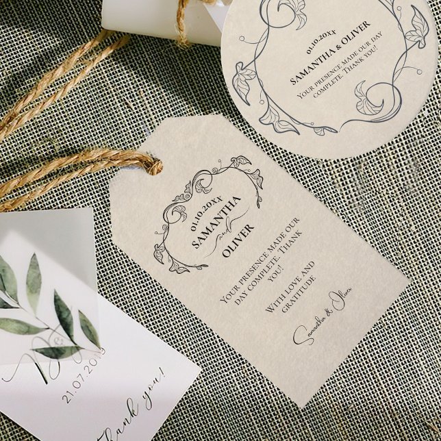 Vintage Minimalist Wedding Favour Tag  Geschenkanhänger (Von Creator hochgeladen)