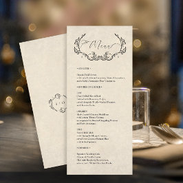 Vintage Minimalist Wedding Menu Card Programm