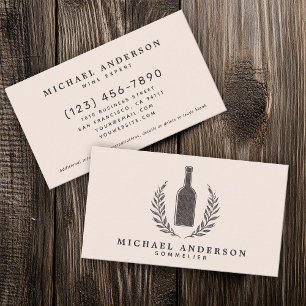 Vintage-Minimalist-Weinbar-Sommelier-Barkeeper Visitenkarte