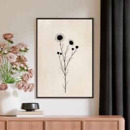 Vintage Minimalistische Abstrakte Blumenkunst Poster