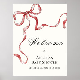 Vintage Minimalistische Bow Baby Dusche Willkommen Poster