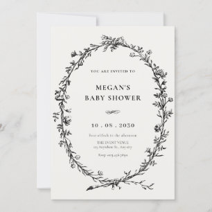 Vintage, minimalistische, einfache Babydusche Einladung