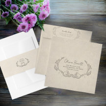Vintage Minimalistische Elegante Hochzeitsumschlag