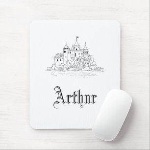 Vintage-minimalistische mittelalterliche Burg-Illu Mousepad